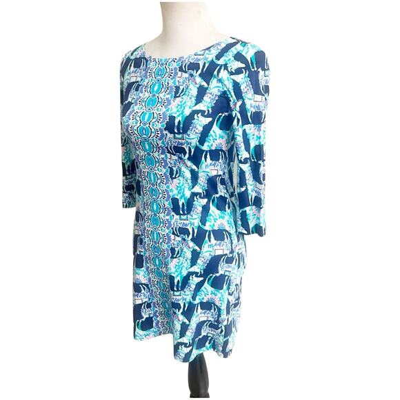 Lilly Pulitzer Beacon Alpaca My Bags Blue Mini Dress Size XXS Pima Cotton - Picture 2 of 10